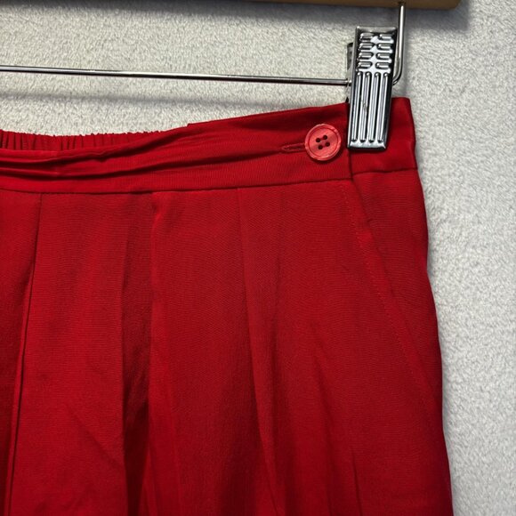 Vintage 90s 100% Silk Pleated Pants Womens 10 Red High Rise Christmas Holiday - Picture 13 of 16